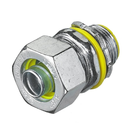 Hubbell Wiring Device-Kellems Conduit Fitting Connector, 3/8 in, Liquid-Tight, Steel, Zinc Plated H0381